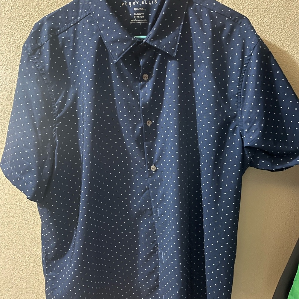 this is a dark blue button up